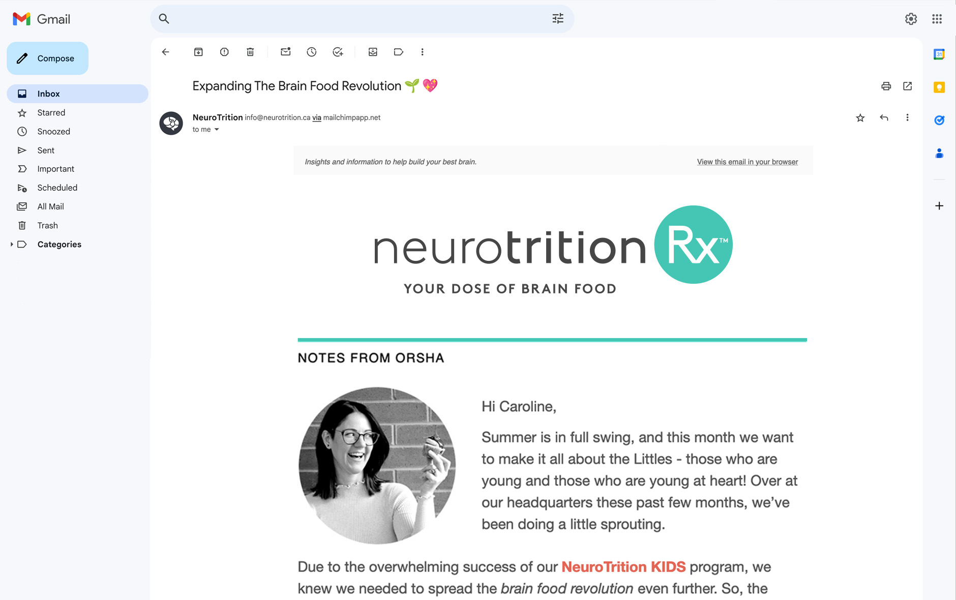 NeuroTrition newsletter desktop